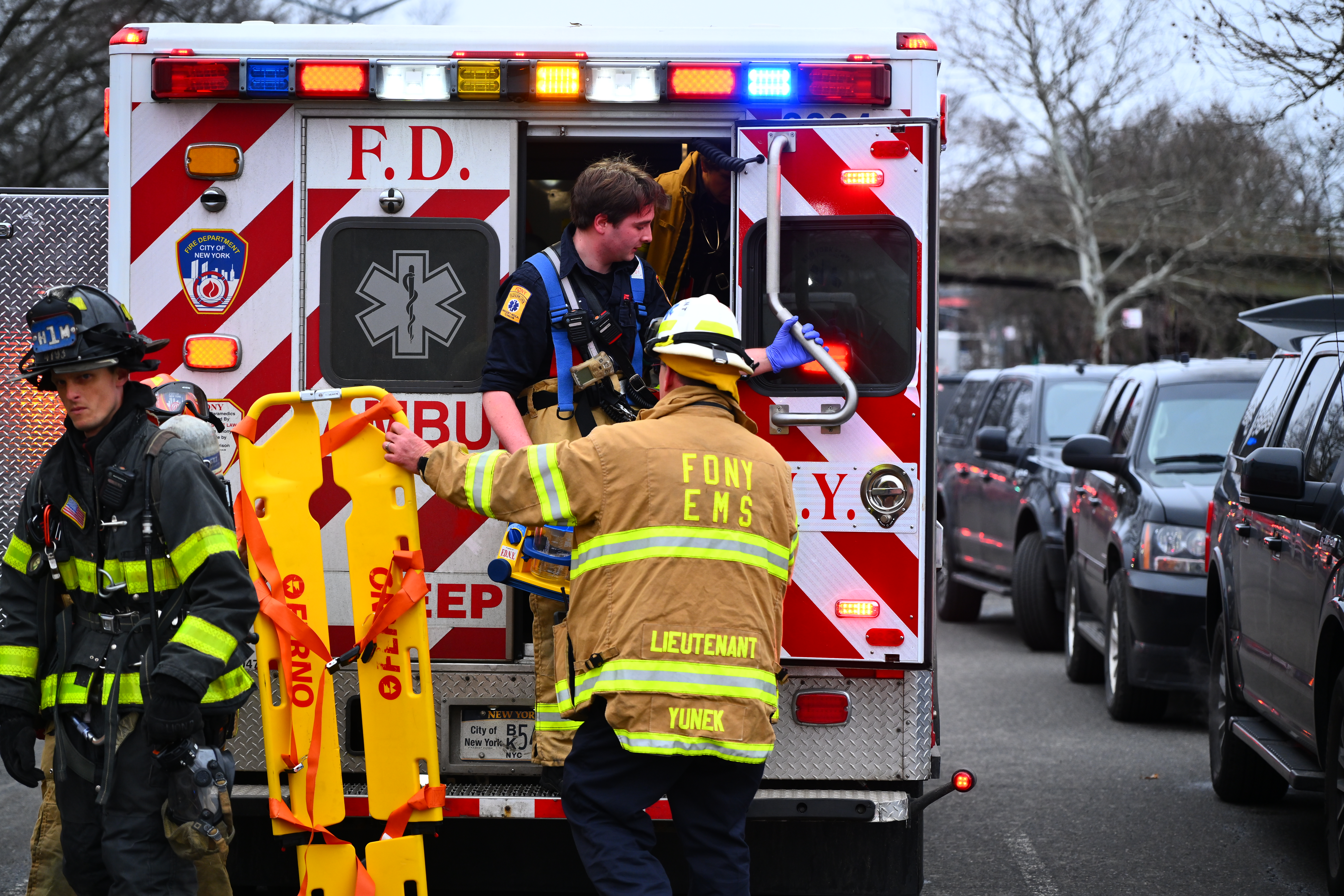 A total of 231 firefighters and EMS personnel responded to the scene of the fire, according to the FDNY.