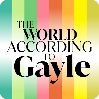 colorful logo for a show titled the world according to gayle