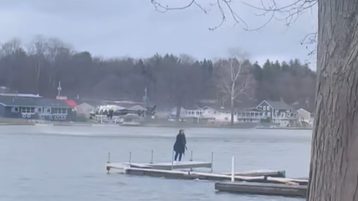 Onondaga County Sheriff's helicopter rescues dog from frigid lake water