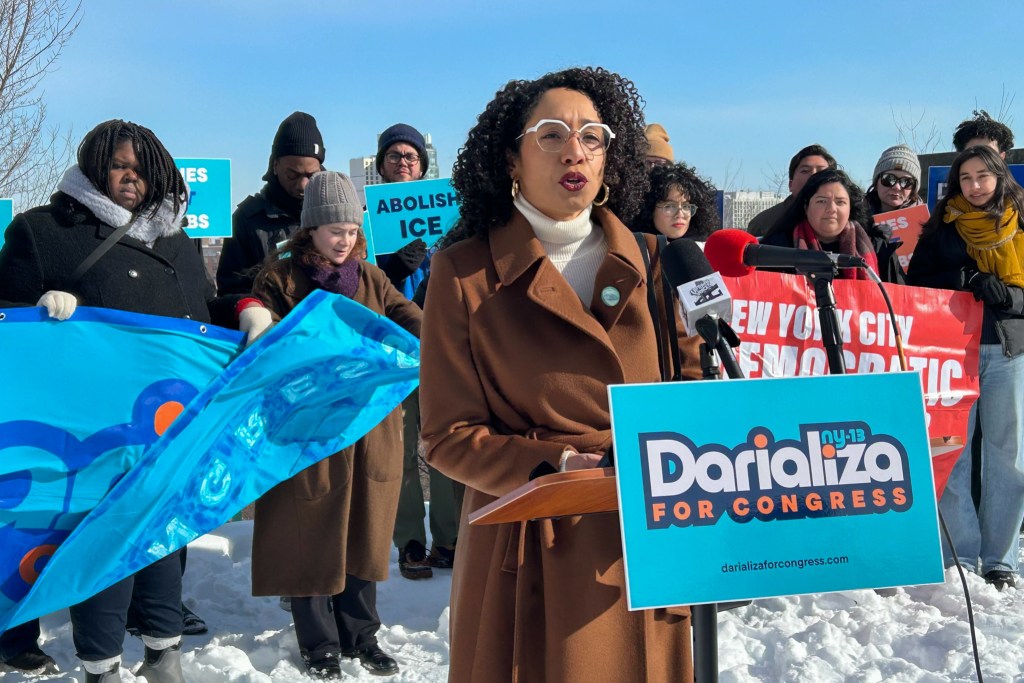 Darializa Avila Chevalier announced in Mornginside Park the endorsement of the New York chapter of the Democratic Socialists of America in her campaign to unseat Congressional Rep. Adriano Espailla