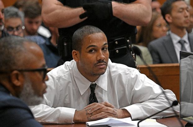 Guy Rivera, charged in the fatal shooting of NYPD Officer Jonathan Diller, is pictured during his trial at Queens Criminal Court on Wednesday, April 1, 2026. (Gregory P. Mango / Pool)