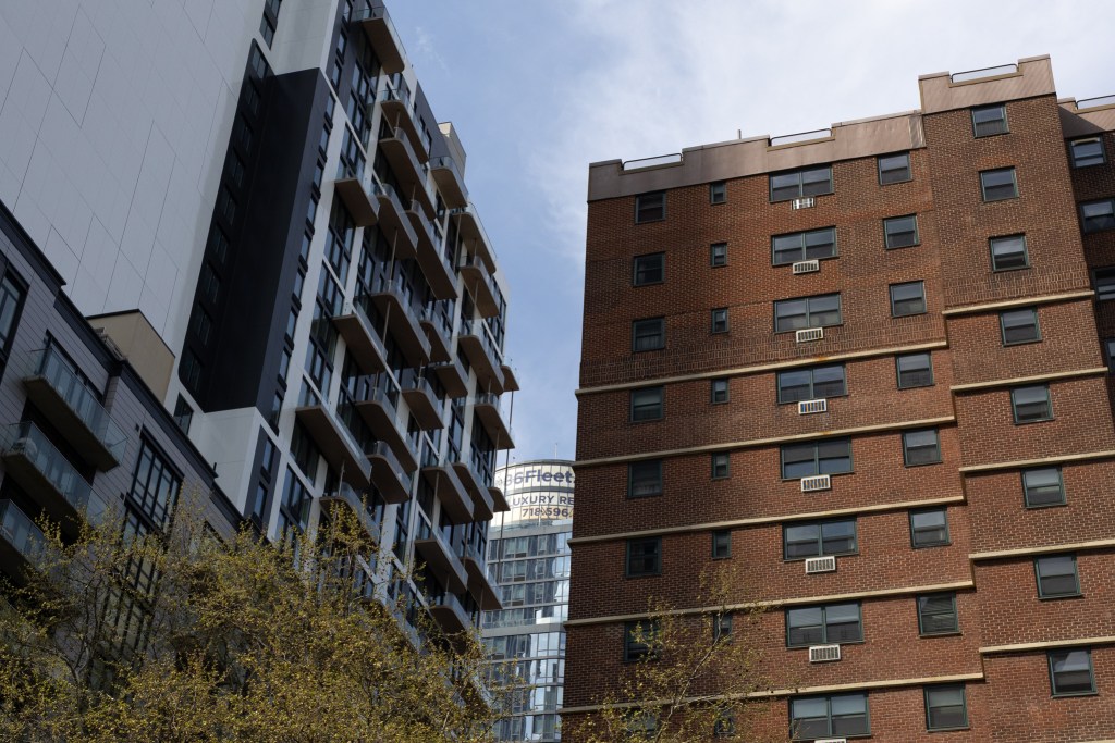 New and old residential buildings sit on the border of Downtown Brooklyn and Fort Greene,
