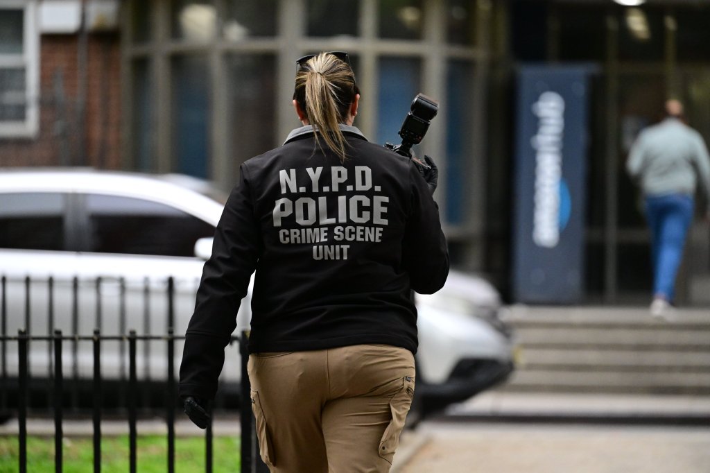 NYPD Crime Scene Unit investigators work the scene where a 12-year-old girl was raped inside of an apartment building within the confines of the 46 precinct in the vicinity of West 174 Street, Bronx, New York, USA, April 28, 2026. 