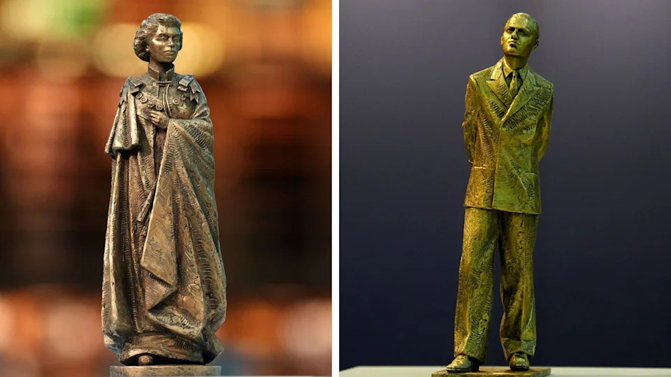 A composite image of planned statues of Queen Elizabeth II and Prince Philip