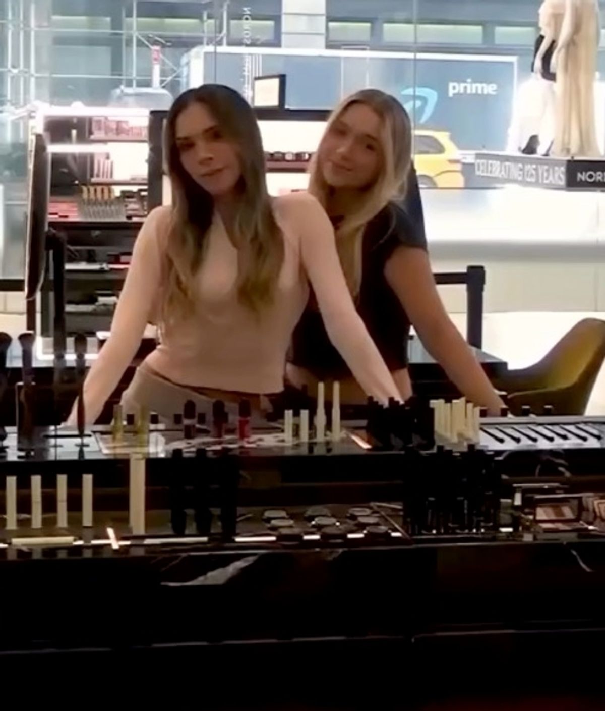 The pair were promoting Victoria's fragrance