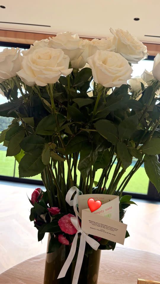 Nicola Peltz Beckham's family send her and Brooklyn bouquet of flowers to celebrate their wedding anniversaryCredit: Brooklyn Peltz-Beckham/Instagram