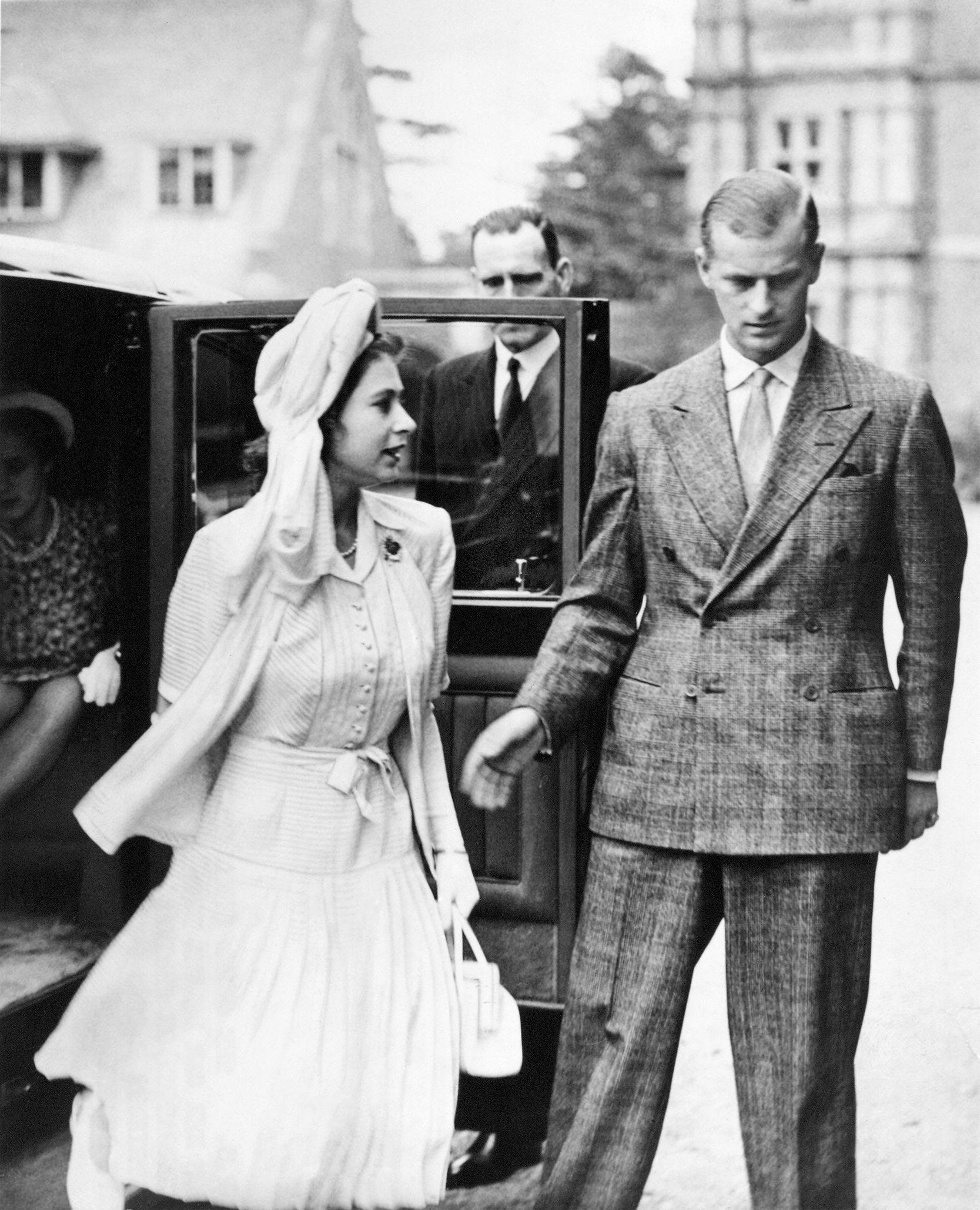Princess Elizabeth escorted by Lieutenant Philip Mountbatten - 1947