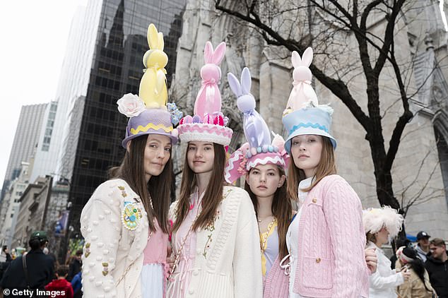 The parade began at 10am and stretched down Fifth Avenue from 49th Street to 57th Street in Midtown as crowds gathered around St Patrick's Cathedral