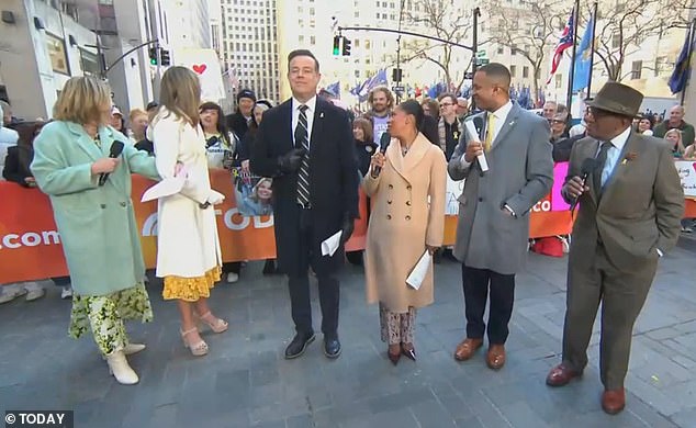 The journalist speaks to one supporter who wore a T-shirt reading 'Welcome Home Savannah'