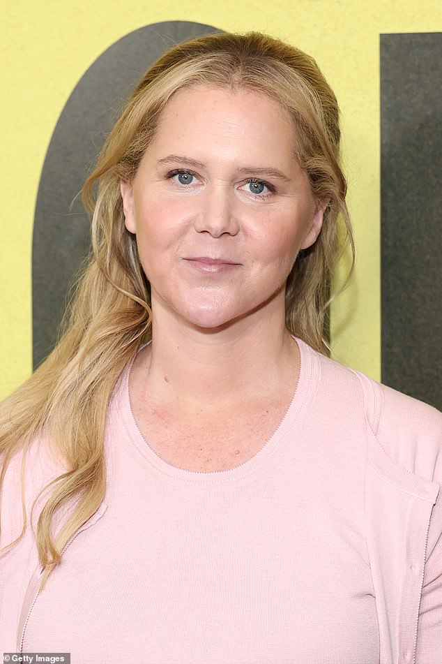 Schumer's blonde hair was worn in a half up, half down style and she kept her makeup light and natural