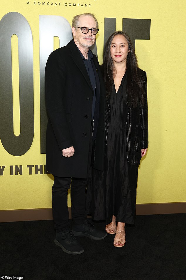 Steve Buscemi, 68, bundled up in a classic black peacoat as he graced the red carpet with his rarely-seen wife Karen Ho
