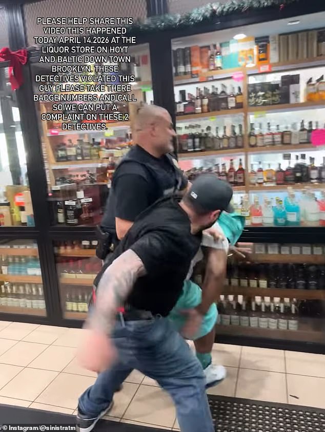 Two NYPD detectives were caught on video brutalizing a man during an arrest in a liquor store in Brooklyn on Tuesday. NYC Mayor Zohran Mamdani and NYPD Commissioner Jessica Tisch called the video 'disturbing'