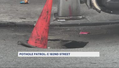 News 12 | Bronx | Pothole Patrol Crater On E 182nd Street Concerns Residents