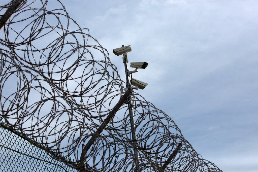 Security cameras kept watch at Rikers Island.