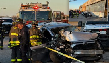 Driver-in-training, 33, crashes into NYC warehouse building, killing elderly relative in nightmare scene: cops, sources