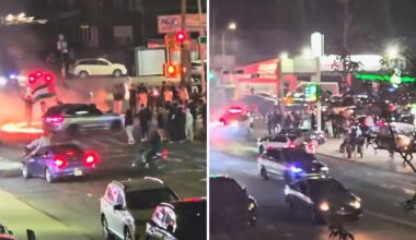 Shocking video shows mob wreak fiery havoc on NYC intersection — as lawmakers call for crackdown on chaos