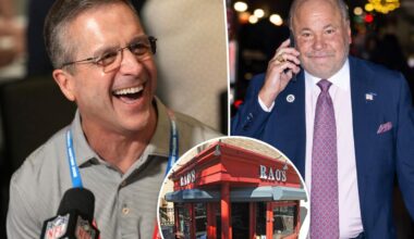 Andrew Murstein and Bo Dietl welcome new Giants coach John Harbaugh to New York