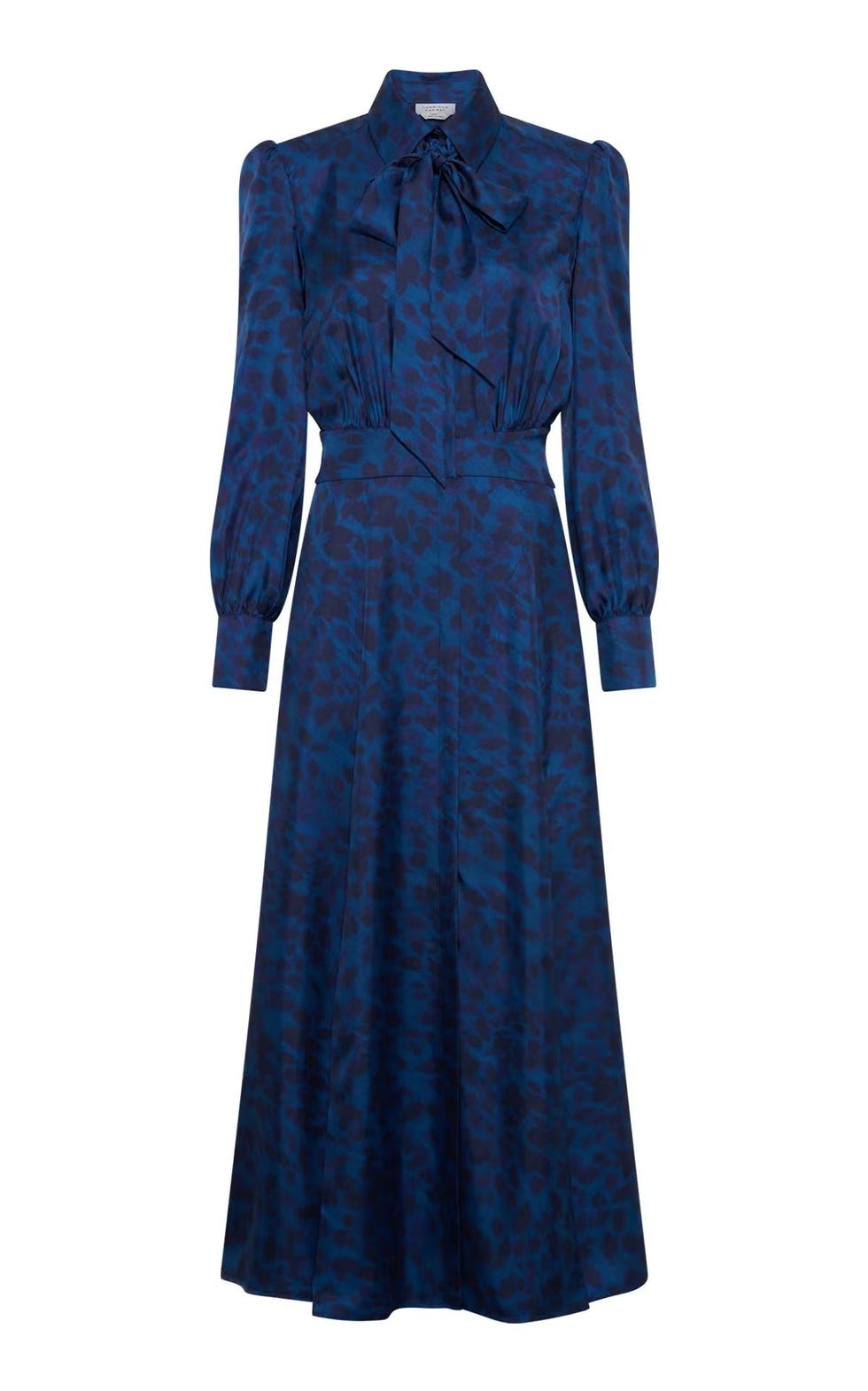 Phelan Maxi Shirtdress in Electric Navy Printed Silk Twill