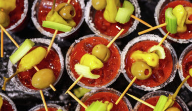 Bloody Marys photographed at a previous Bloody Mary Festival. 