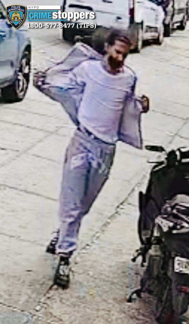 Police are searching for this suspect after a 7-month-old girl in a stroller was fatally shot near Humboldt and Moore Sts. in East Williamsburg, Brooklyn, on Wednesday, April 1, 2026. (NYPD)