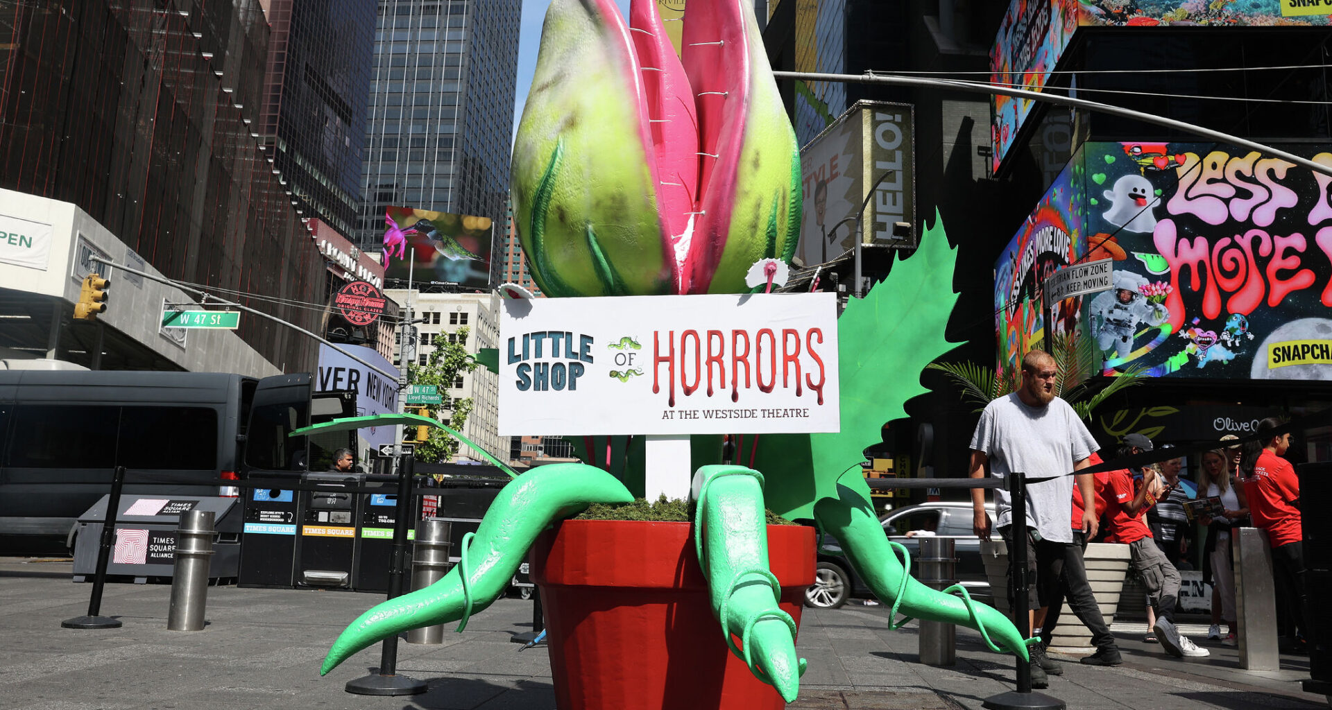 A view of atmosphere at the "Little Shop Of Horrors" installation unveiling at Times Square on September 19, 2024, in New York City. 