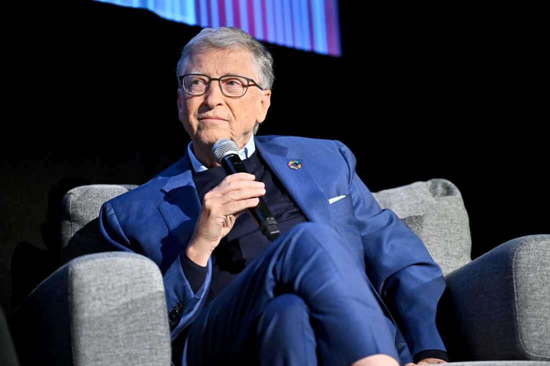 Bill Gates speaks onstage for a special conversation during "What’s Next? The Future With Bill Gates" at The Paris Theater on September 26, 2024 in New York City.