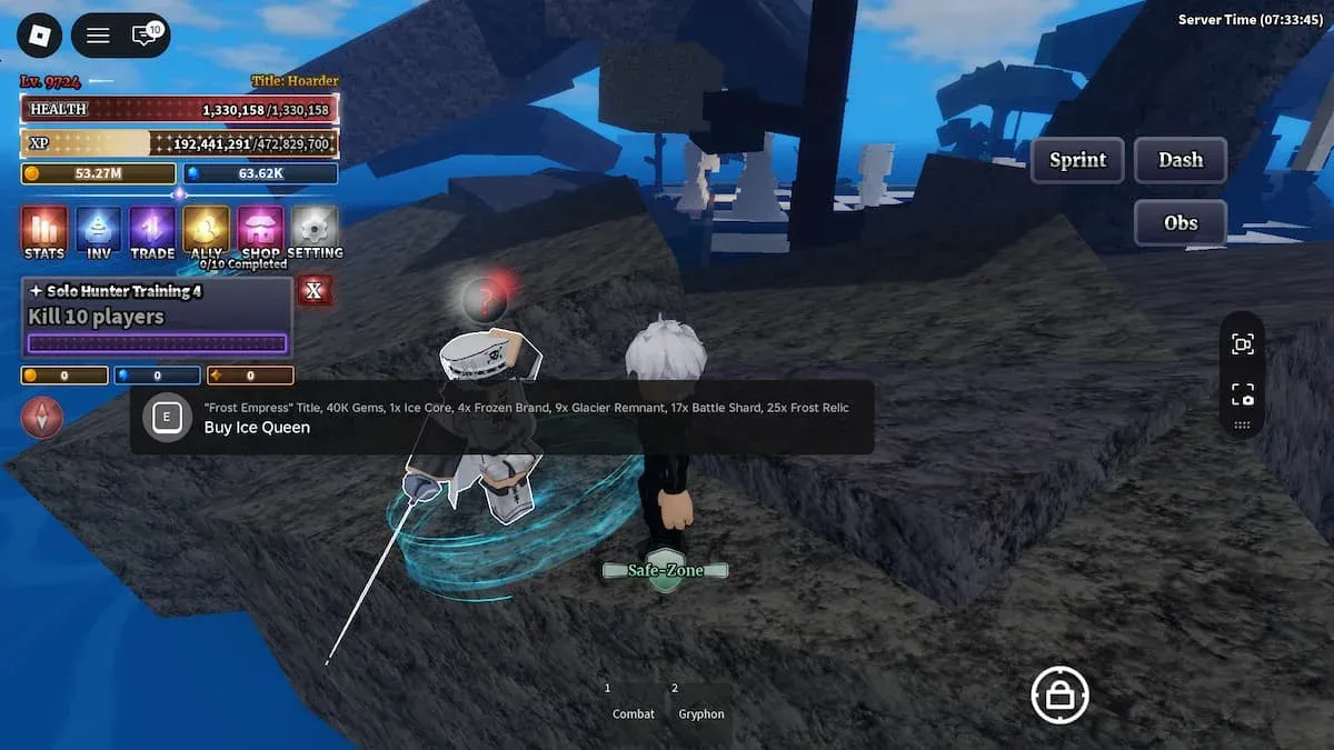 Ice Queen NPC at Boss Island