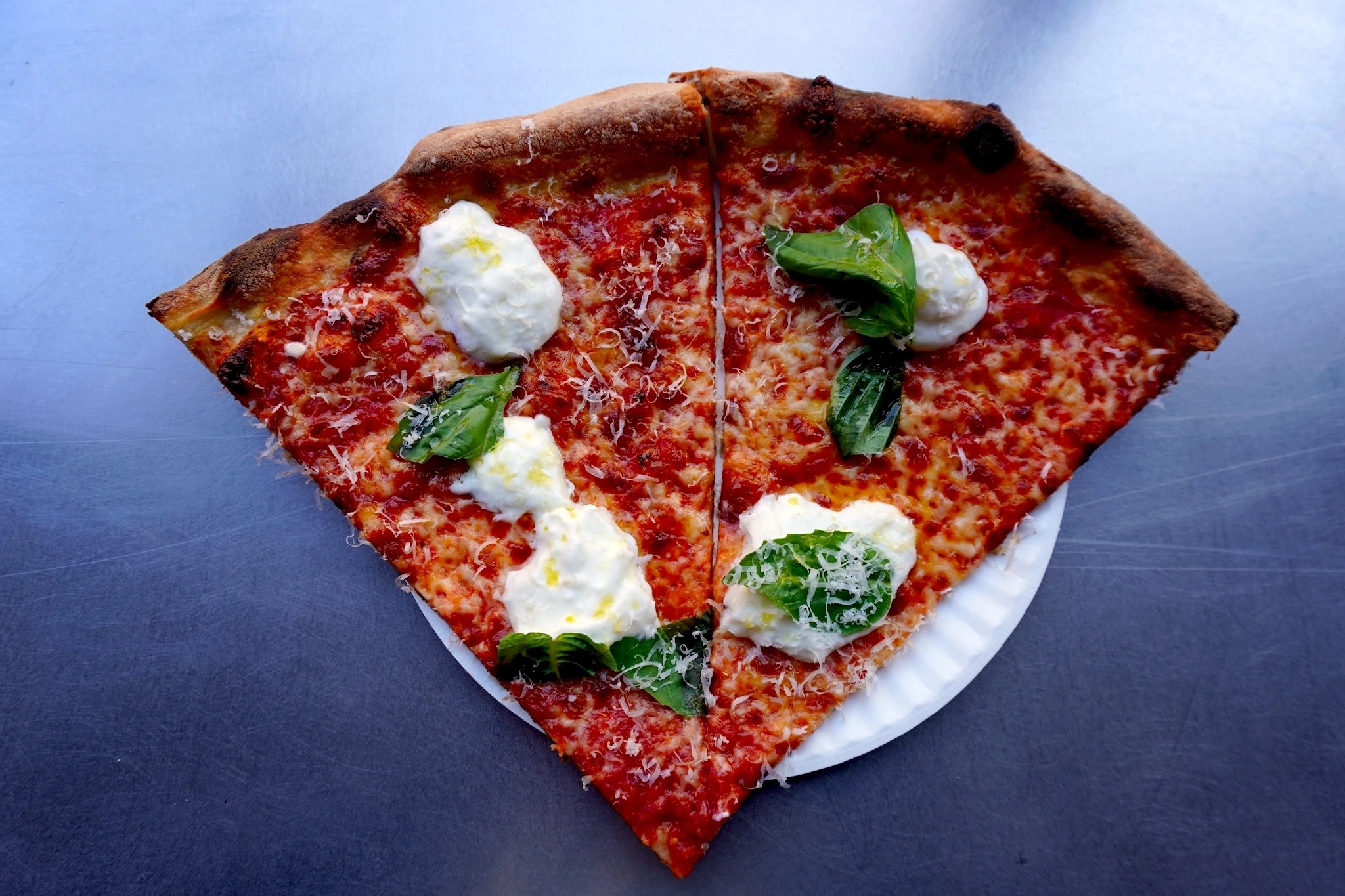 Two slices of Burrata