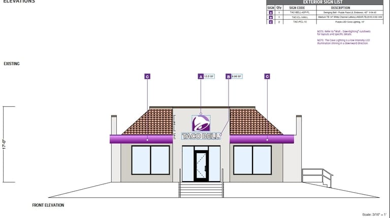 A rendering of the redesigned Taco Bell in Glen Cove.