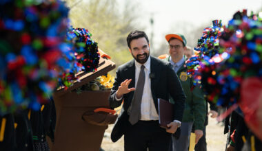 New York City Mayor Zohran Mamdani arrives for a cleanup event in the Bronx’s Soundview Park to mark day 100 of his administration on Friday. Credit: Michael Appleton/Mayoral Photography Office
