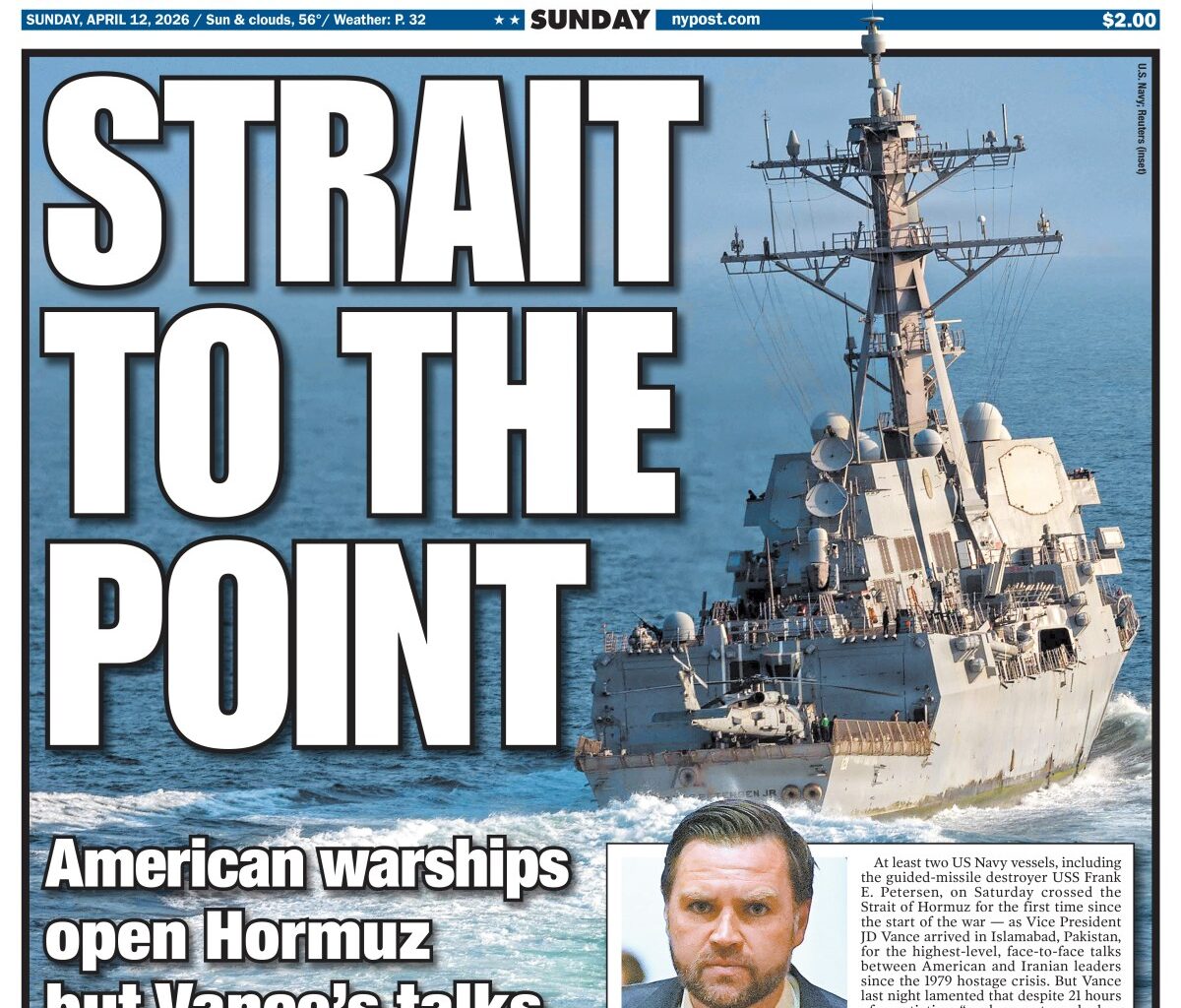 New York Post Cover for April 12, 2026