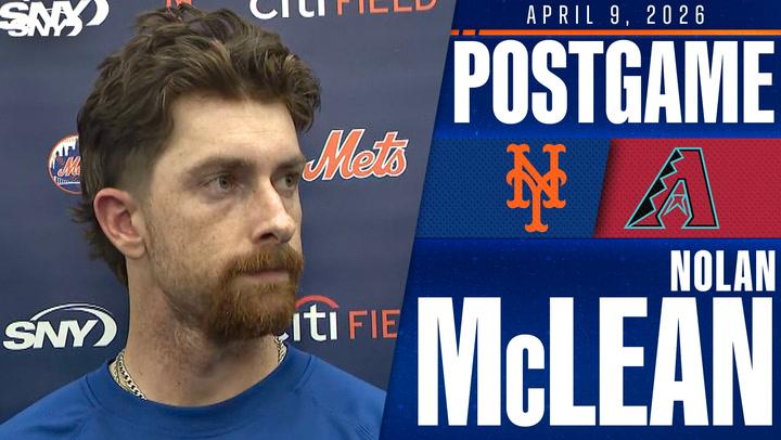 Mets starter Nolan McLean reacts to his start vs Diamondbacks