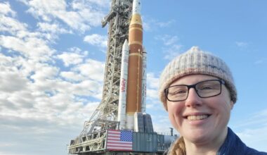 Jamie Szafran, a NASA software engineer and architect, before the Artemis II launch. Szafran grew up in Edwards in St. Lawrence County and went to SUNY Potsdam. Photo provided.