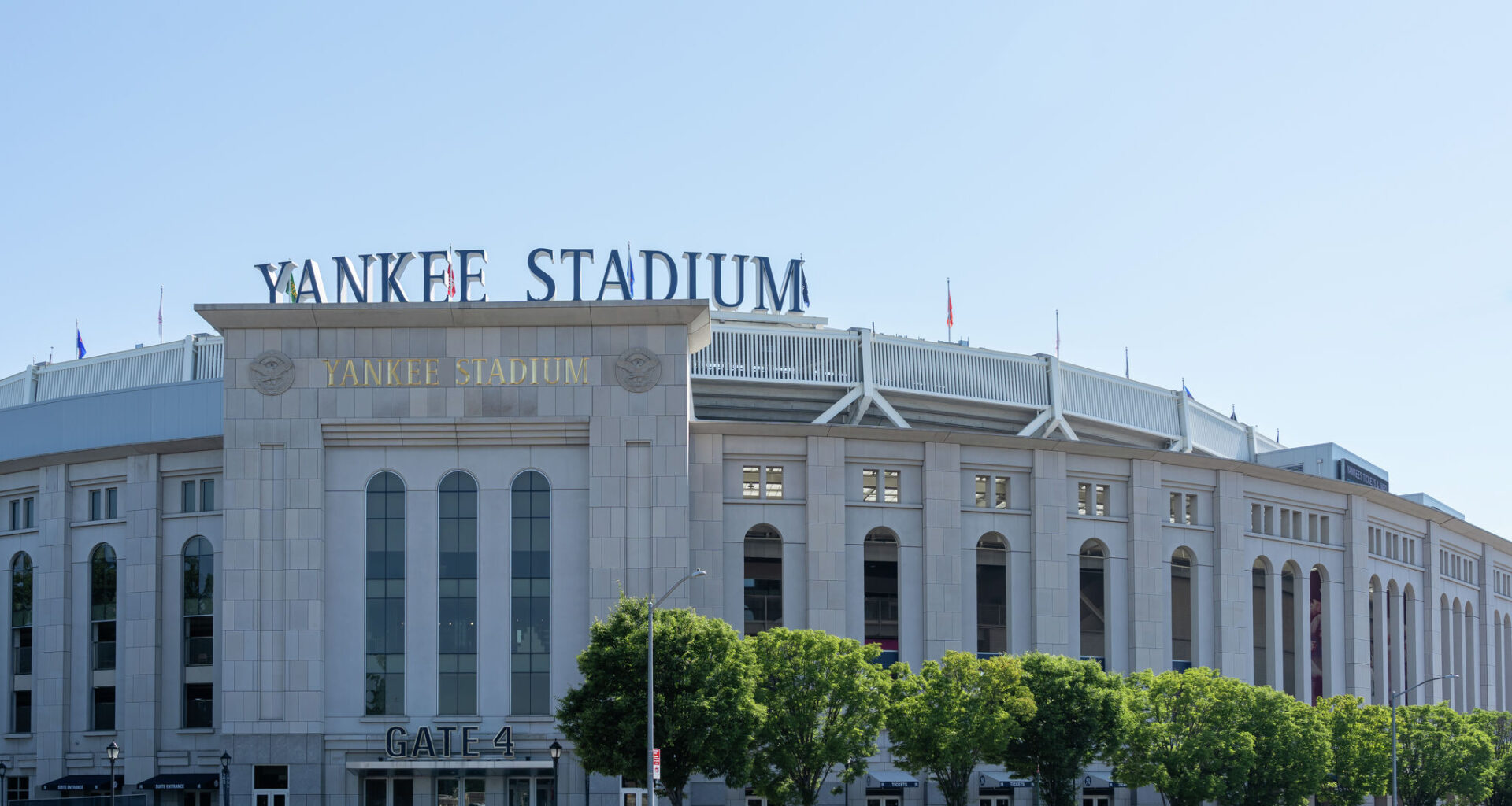 Yankee Stadium is shown in New York, NY, USA on August 19, 2022. The current Yankee Stadium is a baseball stadium located in the Bronx, New York City.