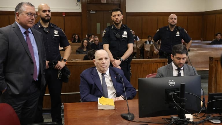 Harvey Weinstein appears in court for a pre-trial hearing, Thursday,...