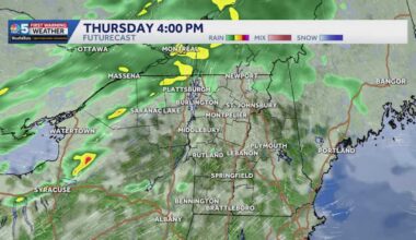 See hourly timeline for showers and storms Thursday in Vermont, New York