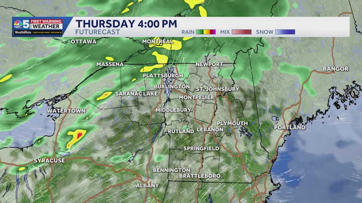 See hourly timeline for showers and storms Thursday in Vermont, New York