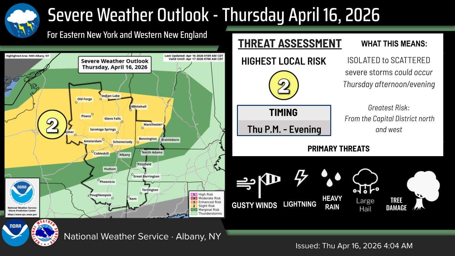 Severe storms could bring hail, wind or even a tornado to Albany area