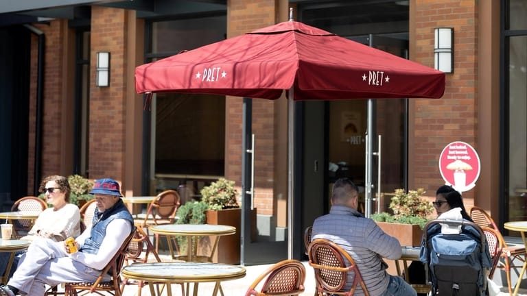 The retail village built on former parking lots on the...