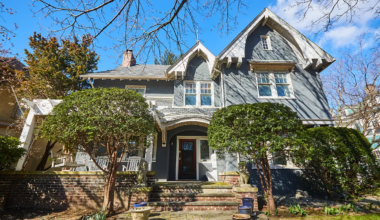 brooklyn open houses - exterior of a standalone house with shrubbery, a brick porch