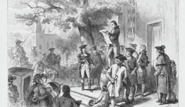 This undated engraving shows residents of Kingston listening as Robert Benson, secretary of the convention, reads the state constitution publicly for the first time.