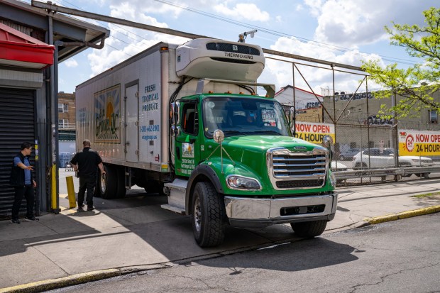 A 32-year-old woman was struck and killed by the driver of a box truck while in the crosswalk at Gates Ave. and St. Nicholas Ave. in Ridgewood, Queens, on Friday, April 17, 2026. (Theodore Parisienne / New York Daily News)