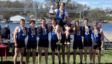 No. 8 men's rowing varsity eight captures gold at state championships