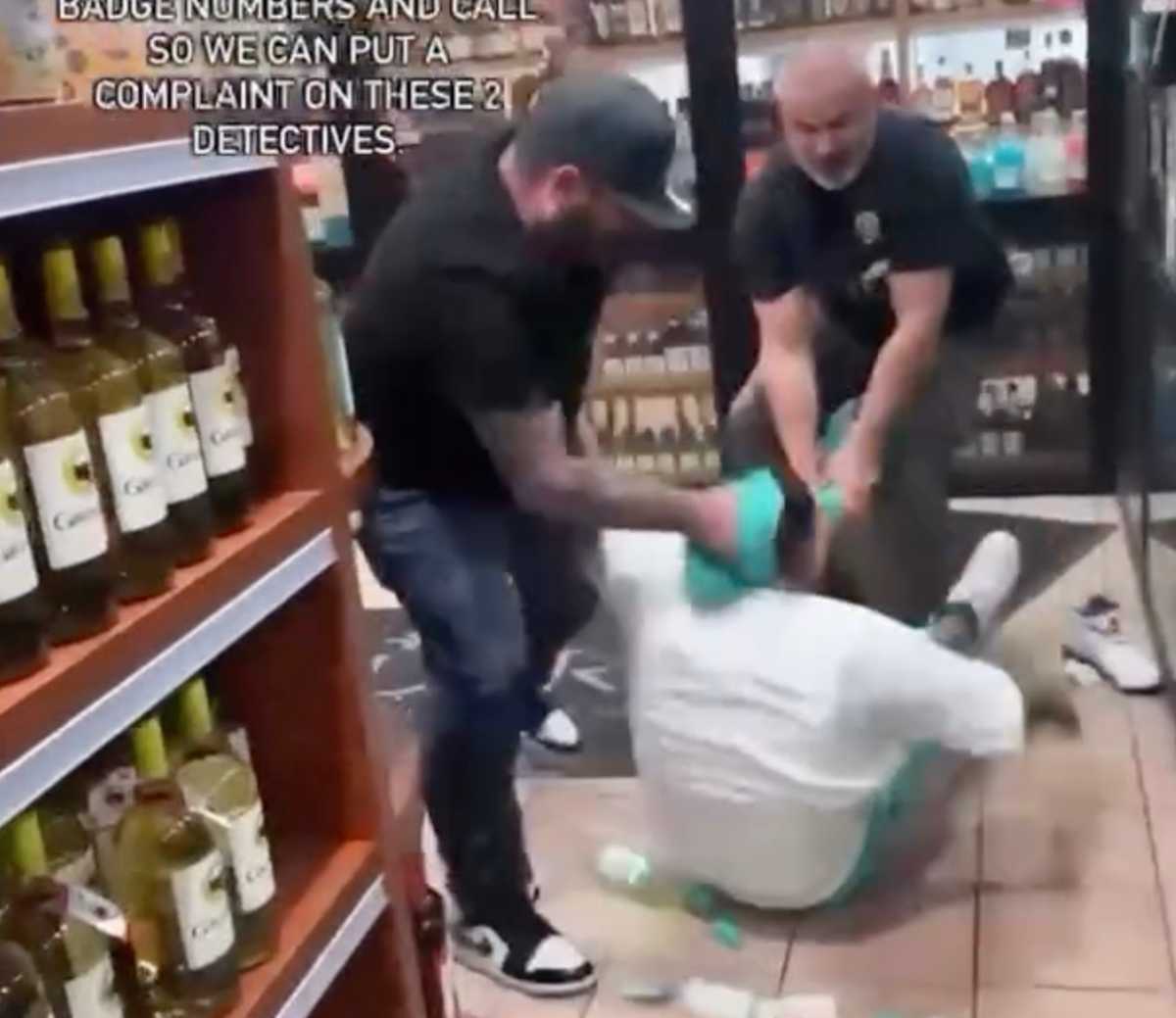 two NYPD officers beating up man during arrest in Brooklyn