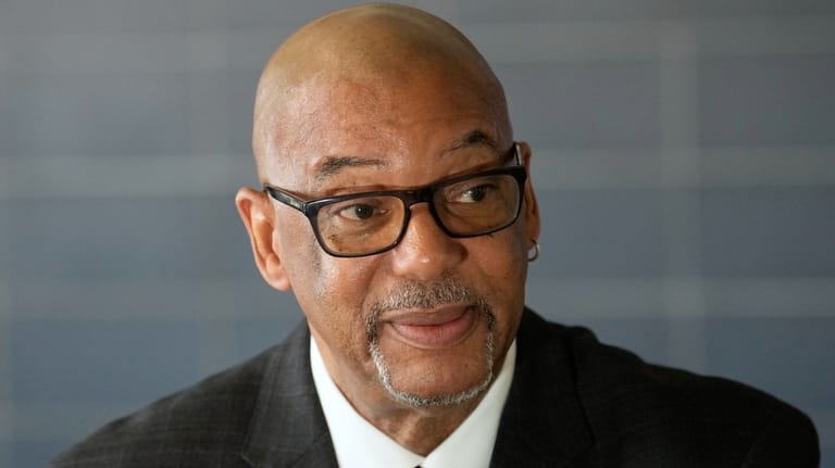 Stanley Richards, NYC Department of Correction commissioner talks to a...