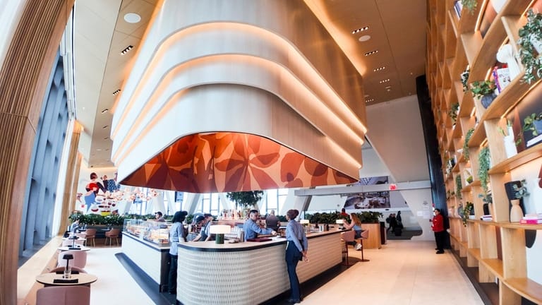 The bar in the Capital One Landing lounge.