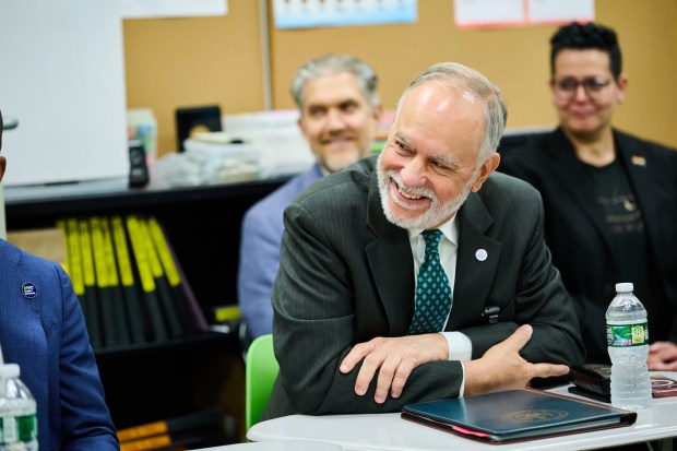 CUNY Chancellor Félix Matos Rodríguez visits East Brooklyn Community High School in East Flatbush, Brooklyn, on April 16, 2026. (Photo by Marcus Beasley / CUNY)