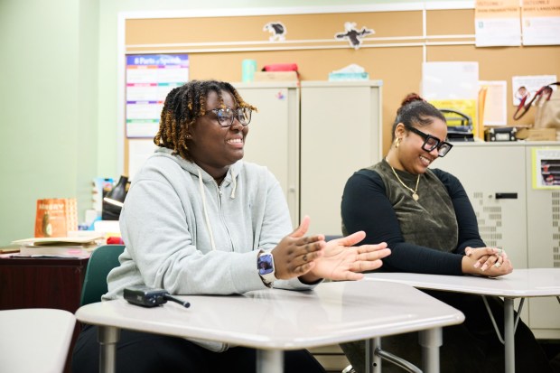 Students and recent graduates at East Brooklyn Community High School in East Flatbush, Brooklyn, explore careers in education. (Photo by Marcus Beasley / CUNY)