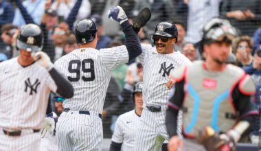 The New York Yankees win home opener 8-2 against the Miami Marlins in first of 3-game series at Yankee Stadium in the Bronx