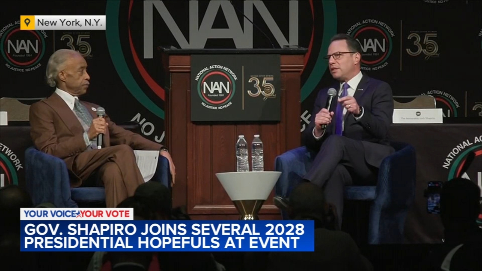 Pennsylvania Governor Josh Shapiro joins several 2028 presidential hopefuls at Reverend Al Sharpton's conference in New York